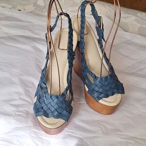 Madison Harding blue leatherplatform sandals NWOT Size 7.5